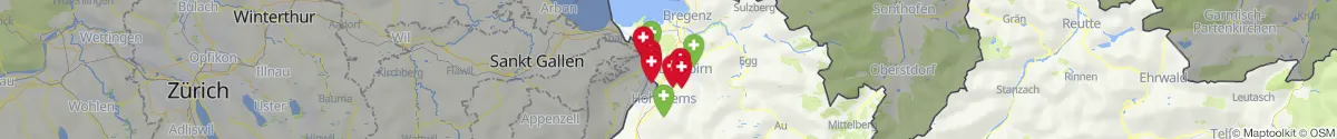Kartenansicht für Apotheken-Notdienste in der Nähe von Lustenau (Dornbirn, Vorarlberg)